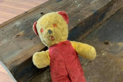 Teddy was found behind the railway sleepers used to block the old entrance