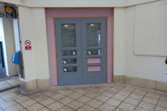 The new doors for the new entrance to the new community Hub