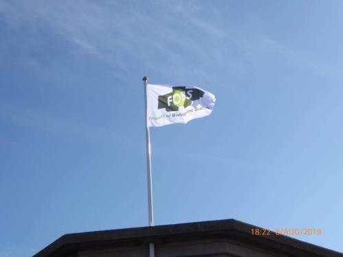 The FOBS flag flies over Bishopstone Station